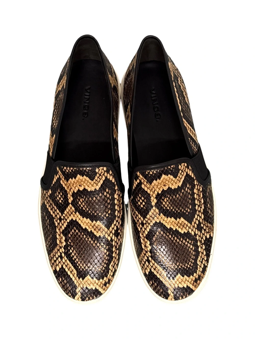 Vince Blair-5 Snake-Effect Leather Slip-On Sneakers in Senegal Size 9